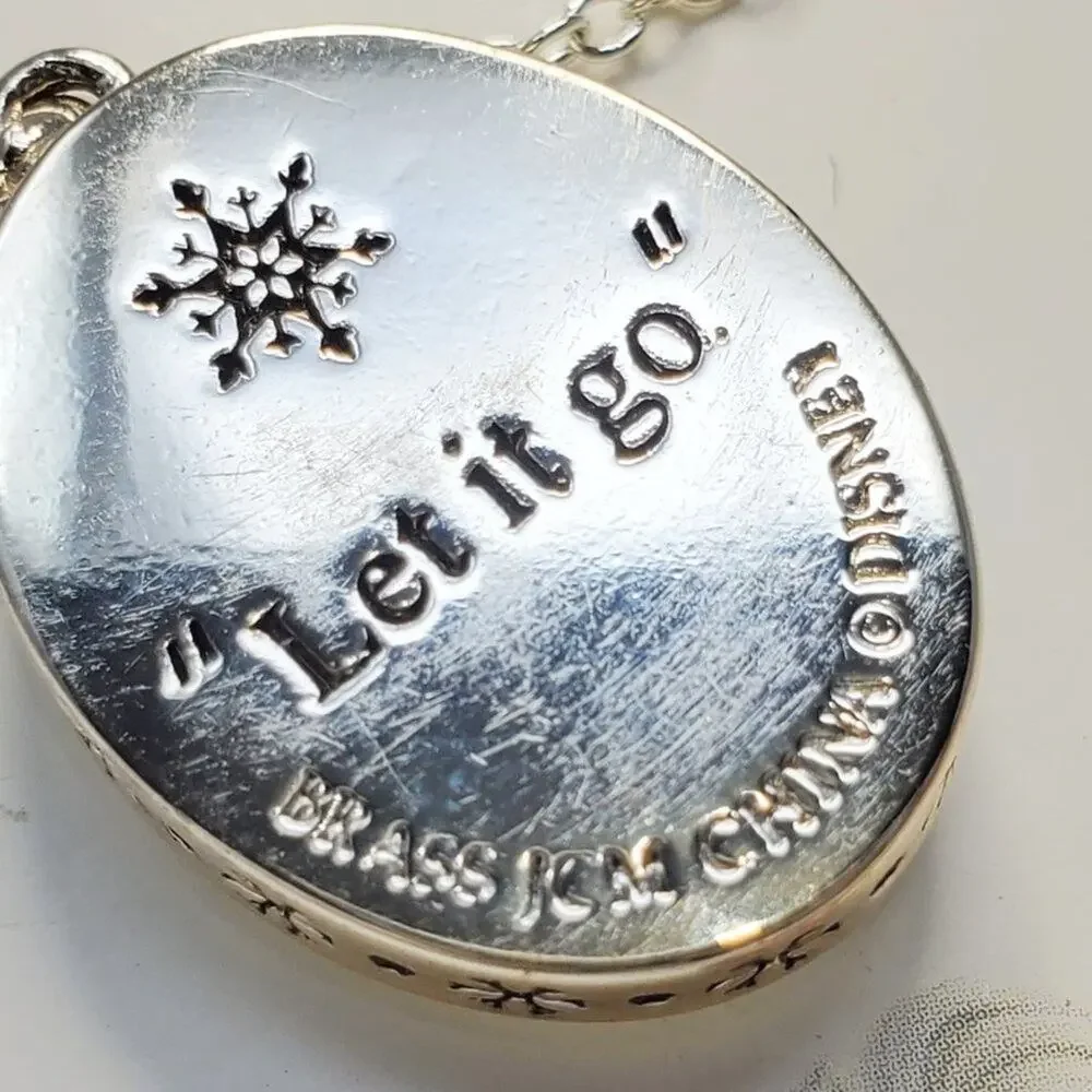 Disney Frozen Elsa Shaker Necklace Silver Blue Snowflake